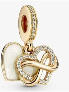Sparkling Infinity Heart Dangle, Charm For Pandora Bracelet Necklace